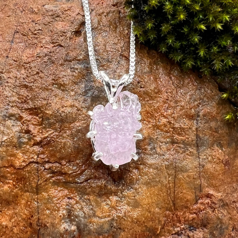 Crystallized Rose Quartz Necklace Sterling Silver #23