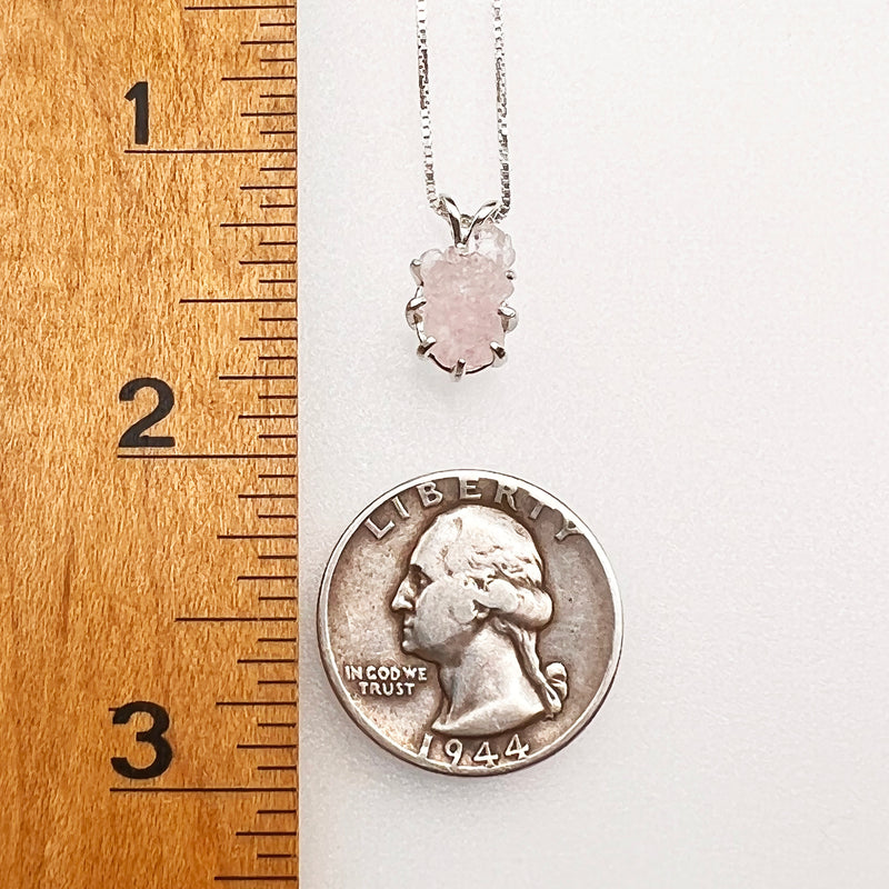 Crystallized Rose Quartz Necklace Sterling Silver #23