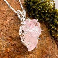 Crystallized Rose Quartz Necklace Sterling Silver #25