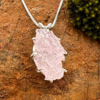 Crystallized Rose Quartz Necklace Sterling Silver #26