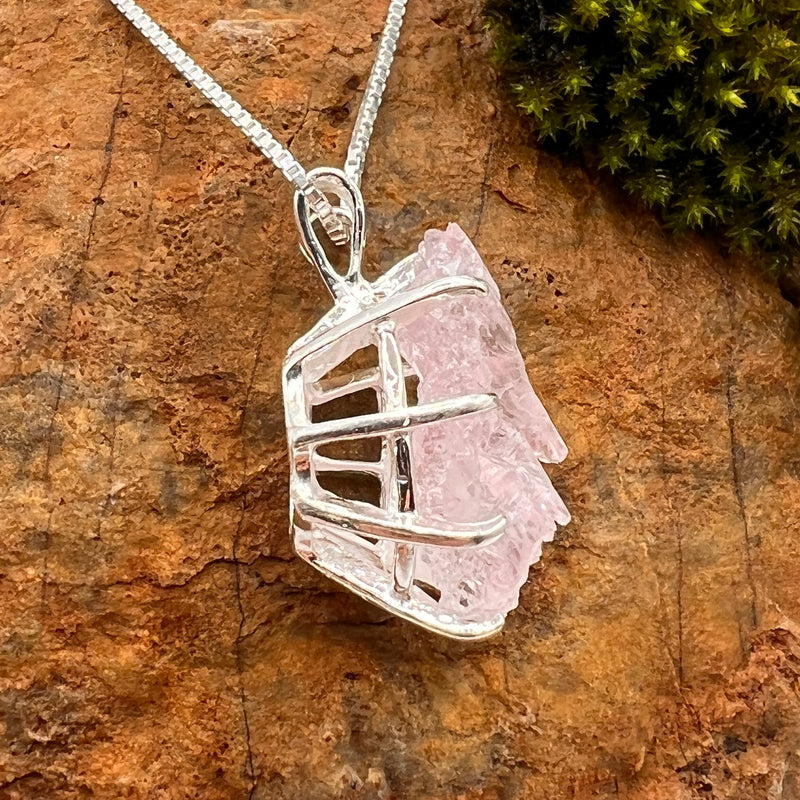 Crystallized Rose Quartz Necklace Sterling Silver #26