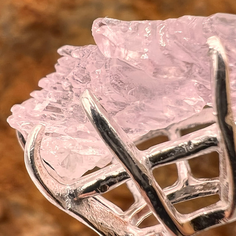 Crystallized Rose Quartz Necklace Sterling Silver #26