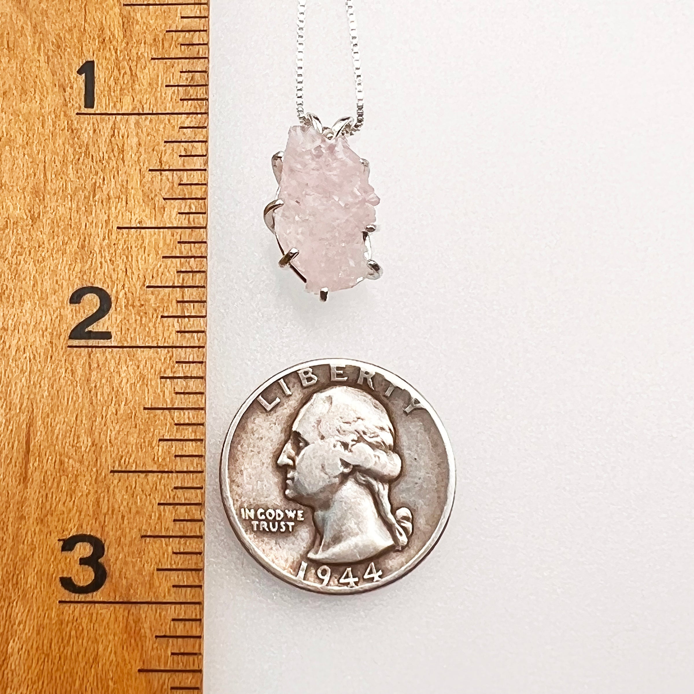 Crystallized Rose Quartz Necklace Sterling Silver #26