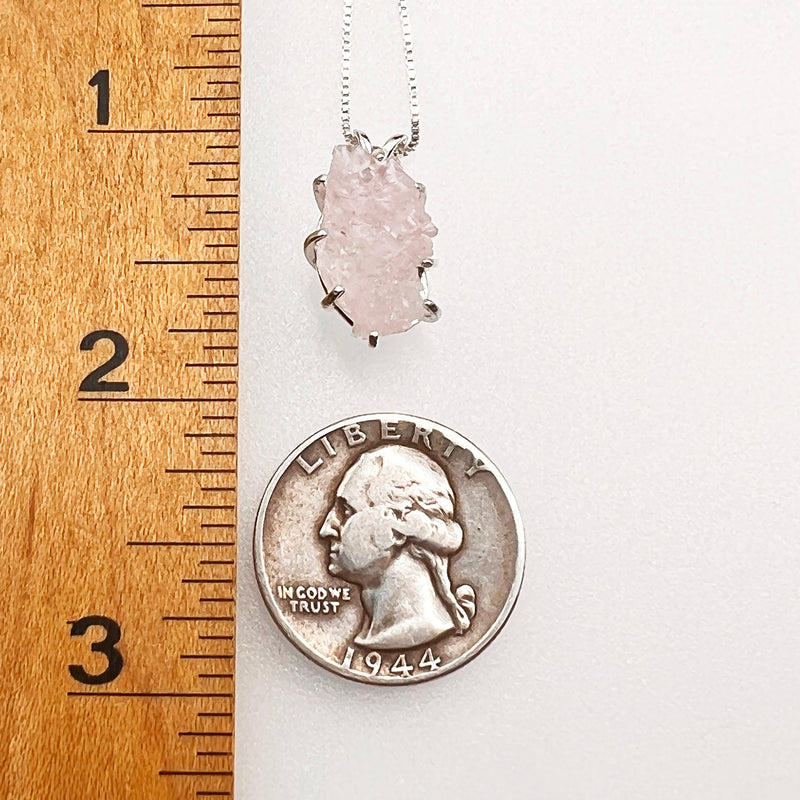 Crystallized Rose Quartz Necklace Sterling Silver #26
