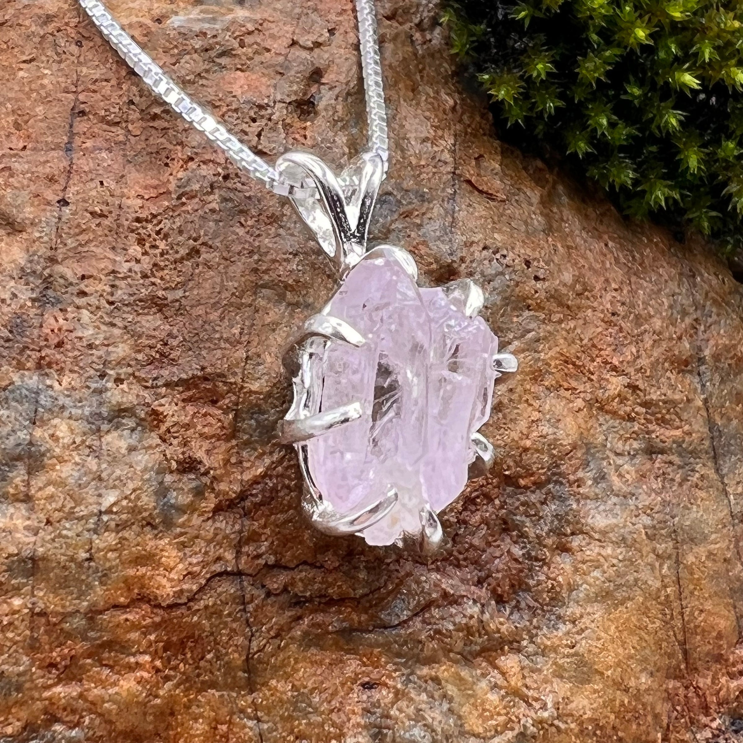 Crystallized Rose Quartz Necklace Sterling Silver #30