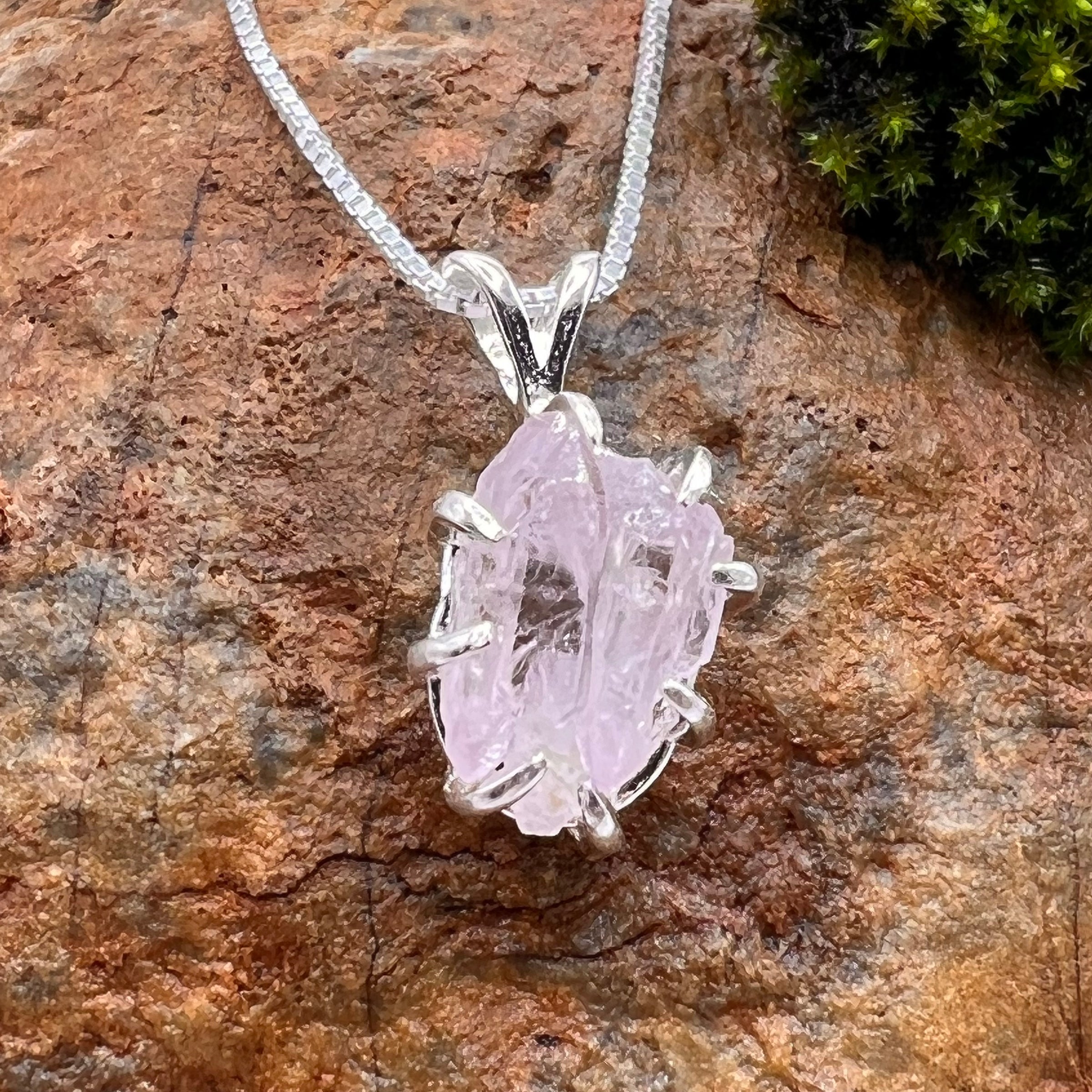 Crystallized Rose Quartz Necklace Sterling Silver #30