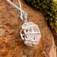 Crystallized Rose Quartz Necklace Sterling Silver #30