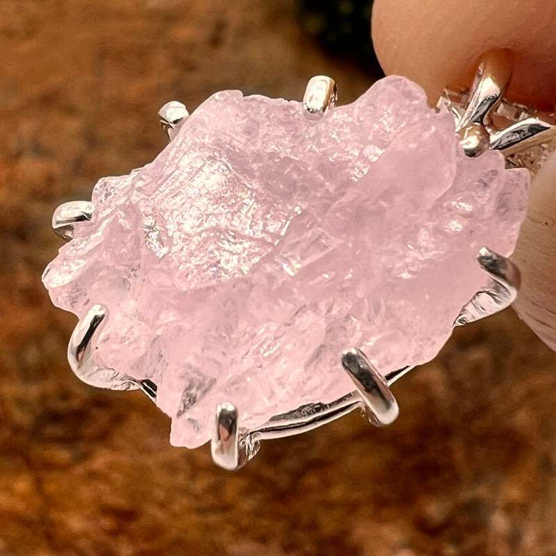 Crystallized Rose Quartz Necklace Sterling Silver #32