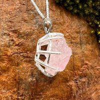 Crystallized Rose Quartz Necklace Sterling Silver #33