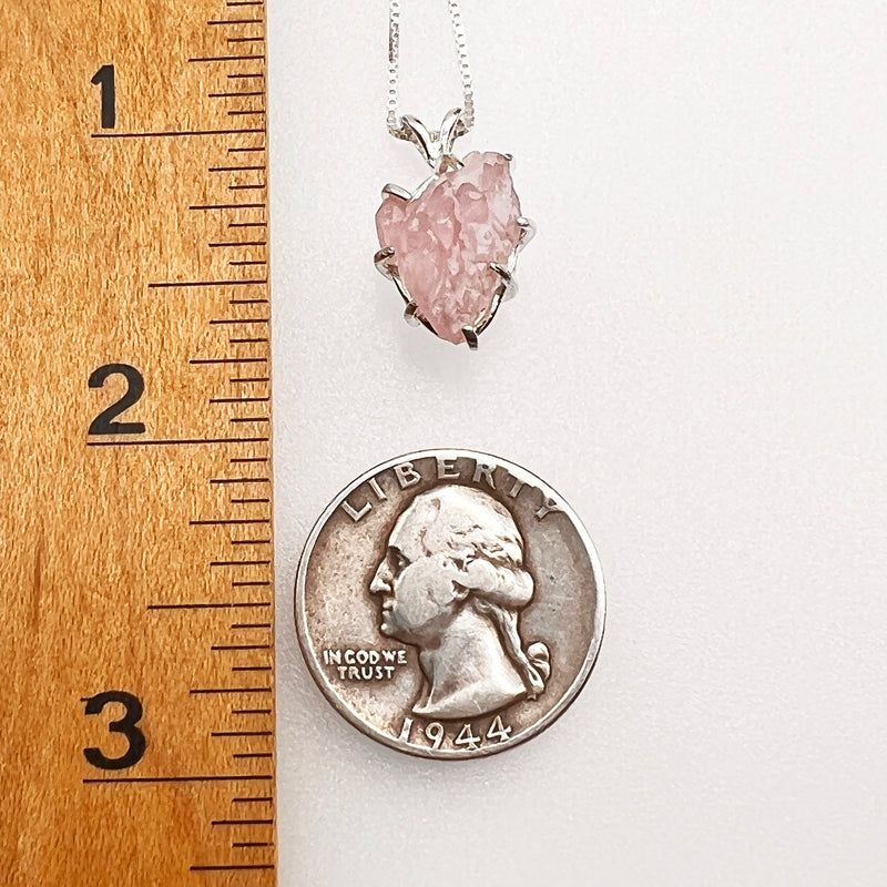 Crystallized Rose Quartz Necklace Sterling Silver #34