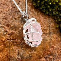 Crystallized Rose Quartz Necklace Sterling Silver #35