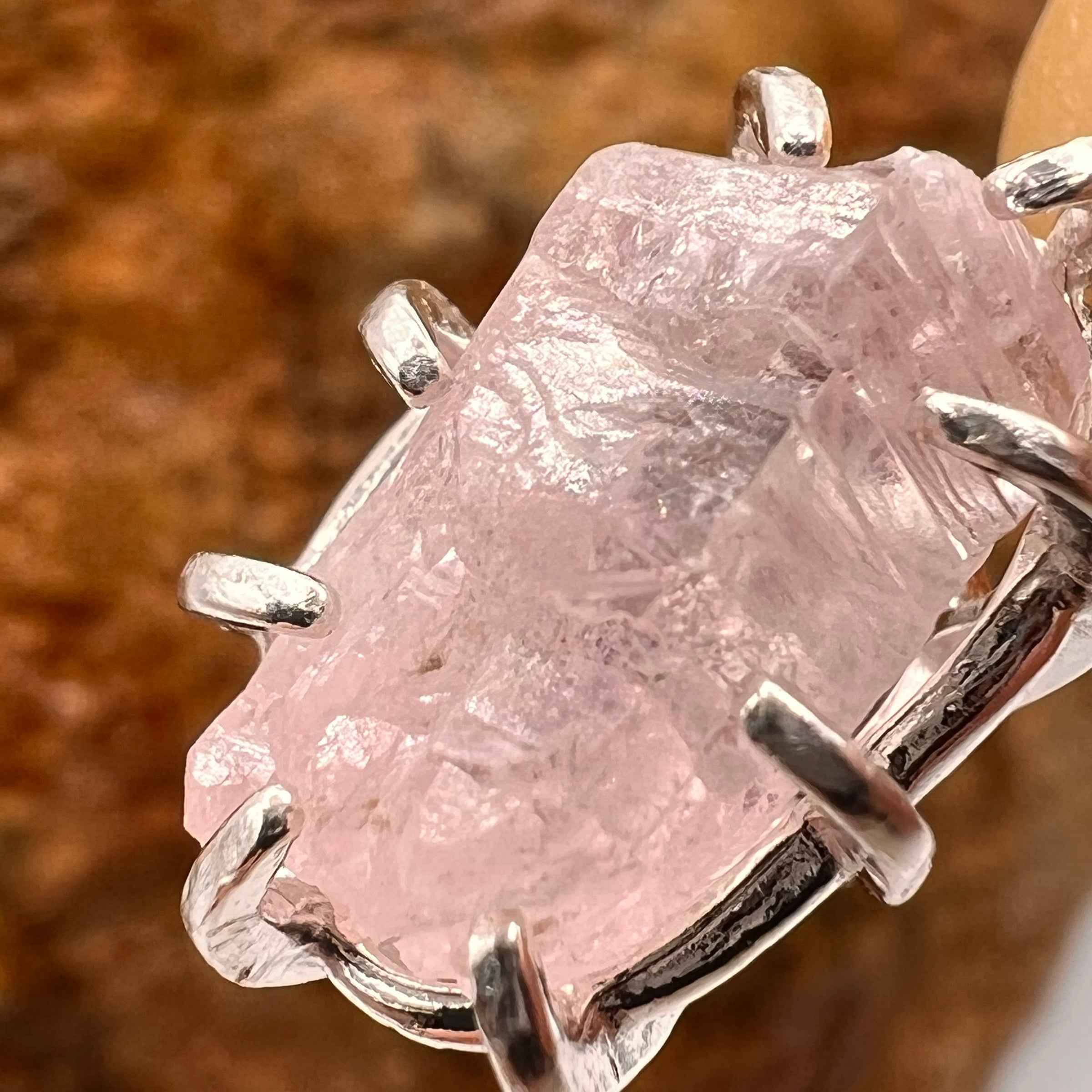Crystallized Rose Quartz Necklace Sterling Silver #35