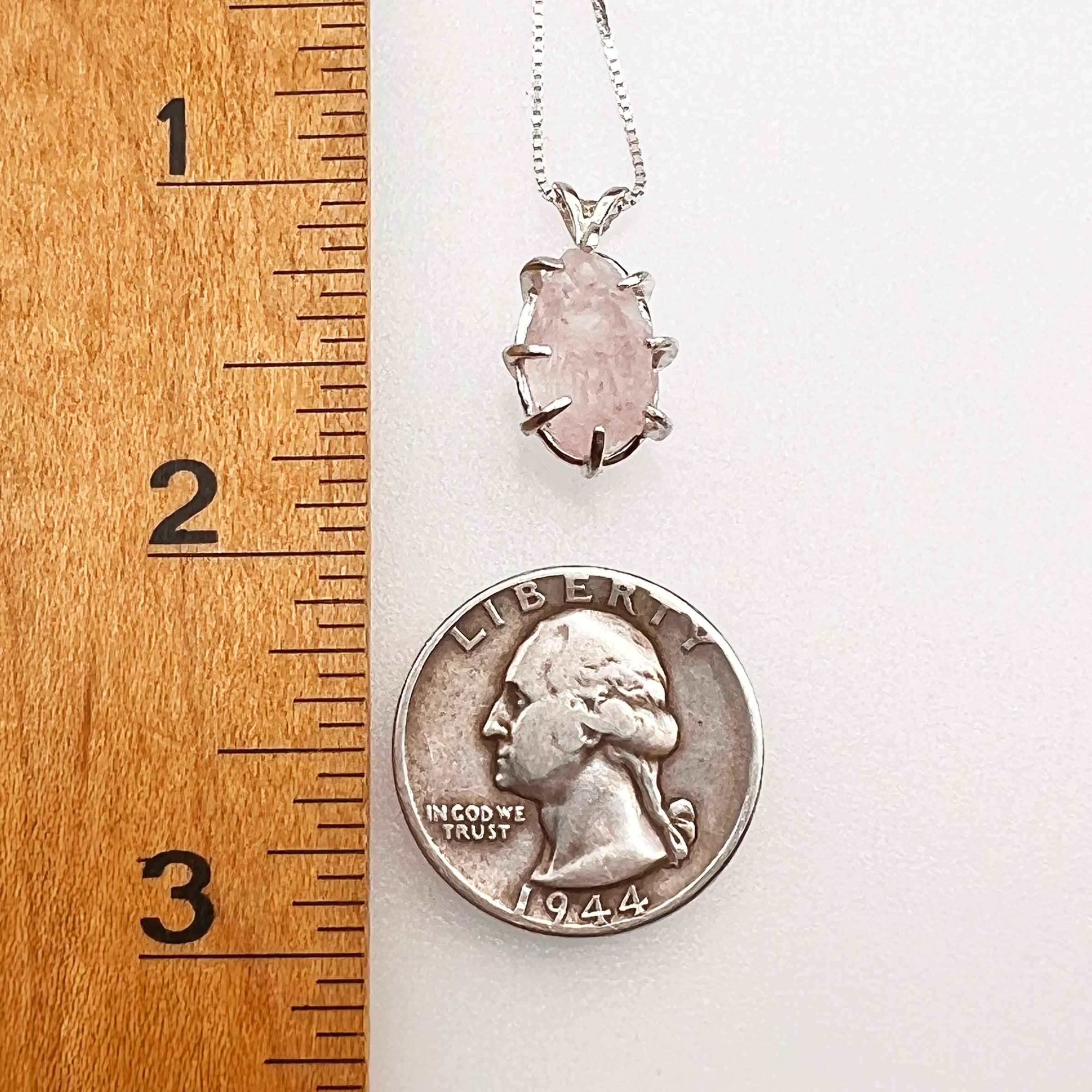 Crystallized Rose Quartz Necklace Sterling Silver #35
