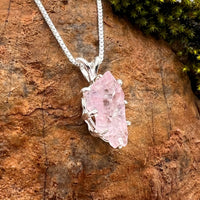 Crystallized Rose Quartz Necklace Sterling Silver #37