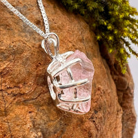 Crystallized Rose Quartz Necklace Sterling Silver #37