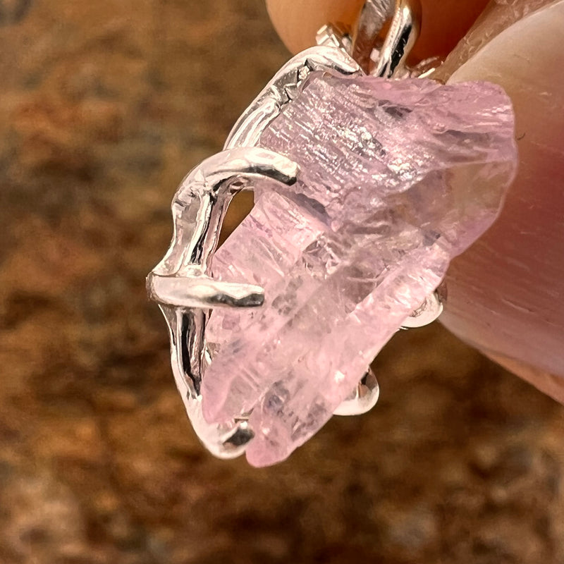 Crystallized Rose Quartz Necklace Sterling Silver #37