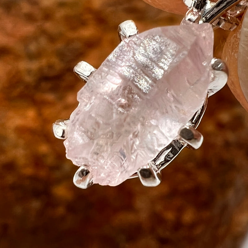 Crystallized Rose Quartz Necklace Sterling Silver #39