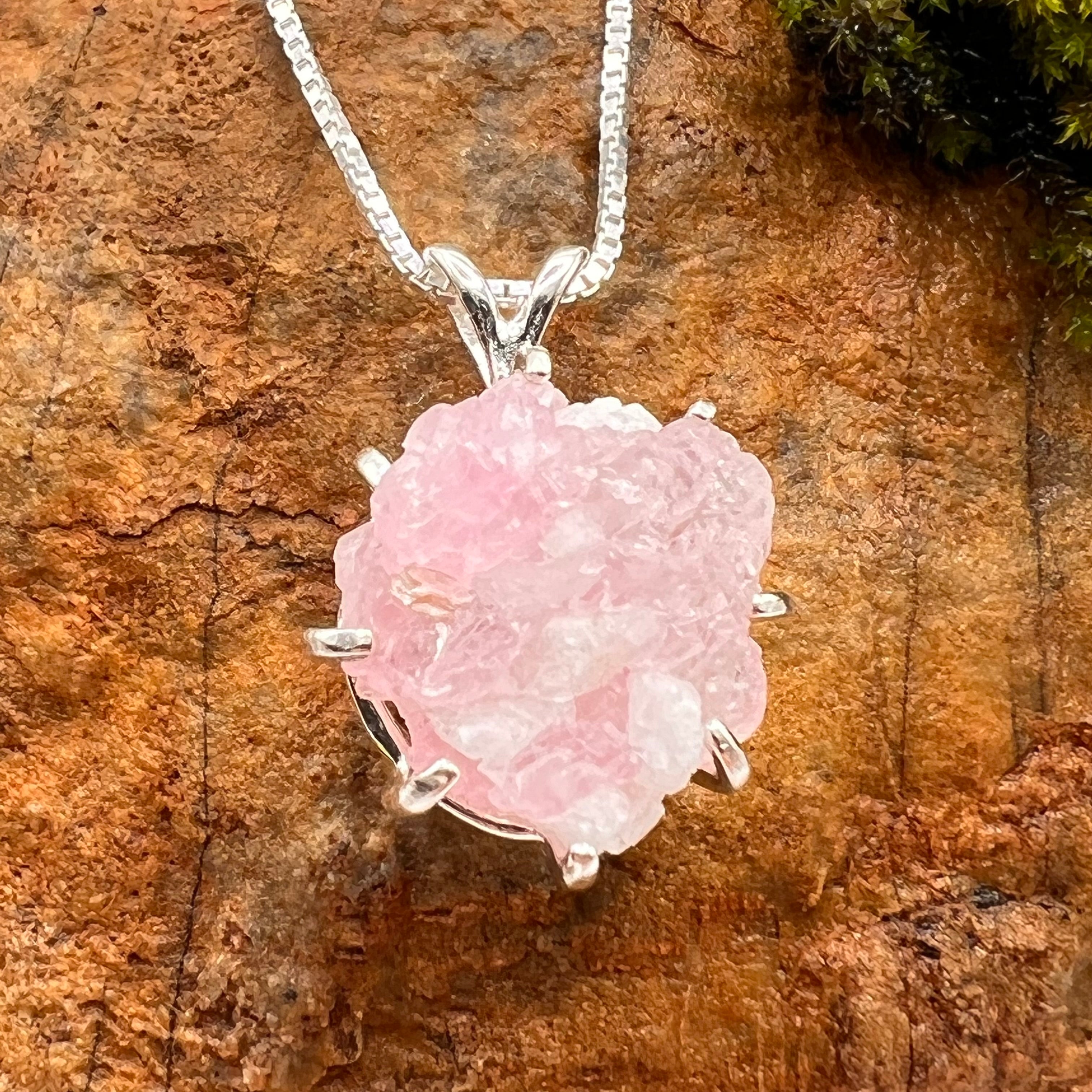 Rose quartz necklace sterling silver clearance