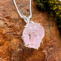 Crystallized Rose Quartz Necklace Sterling Silver #46