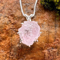 Crystallized Rose Quartz Necklace Sterling Silver #46