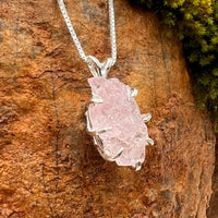 Crystallized Rose Quartz Necklace Sterling Silver #49