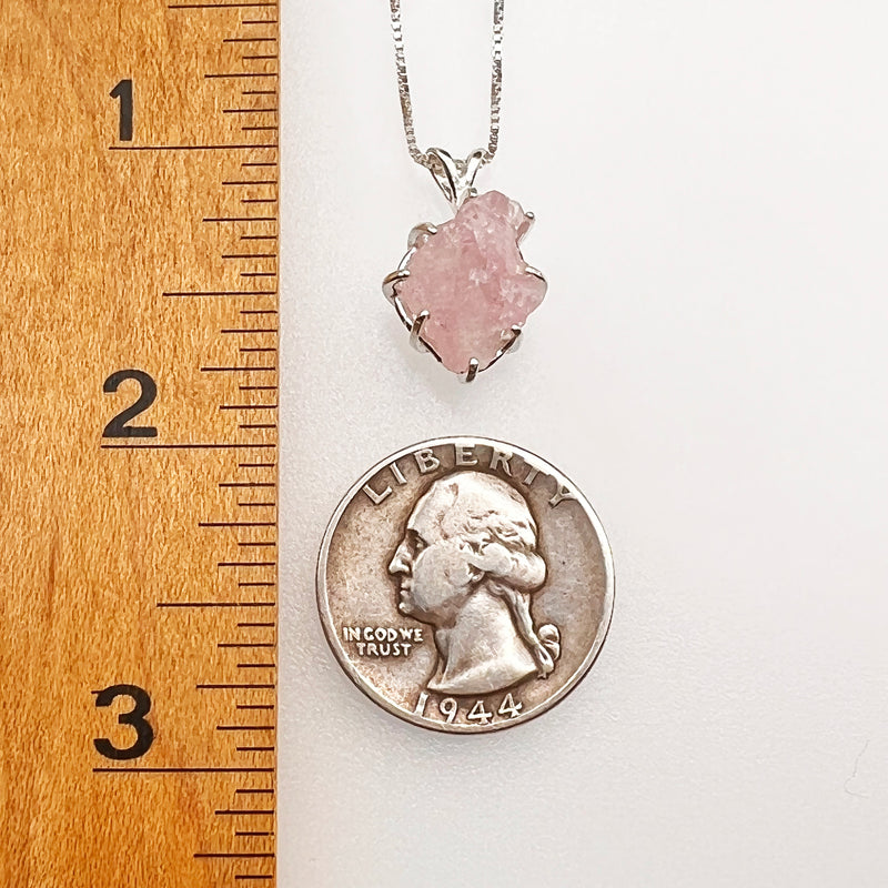 Crystallized Rose Quartz Necklace Sterling Silver #56
