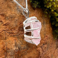 Crystallized Rose Quartz Necklace Sterling Silver #58