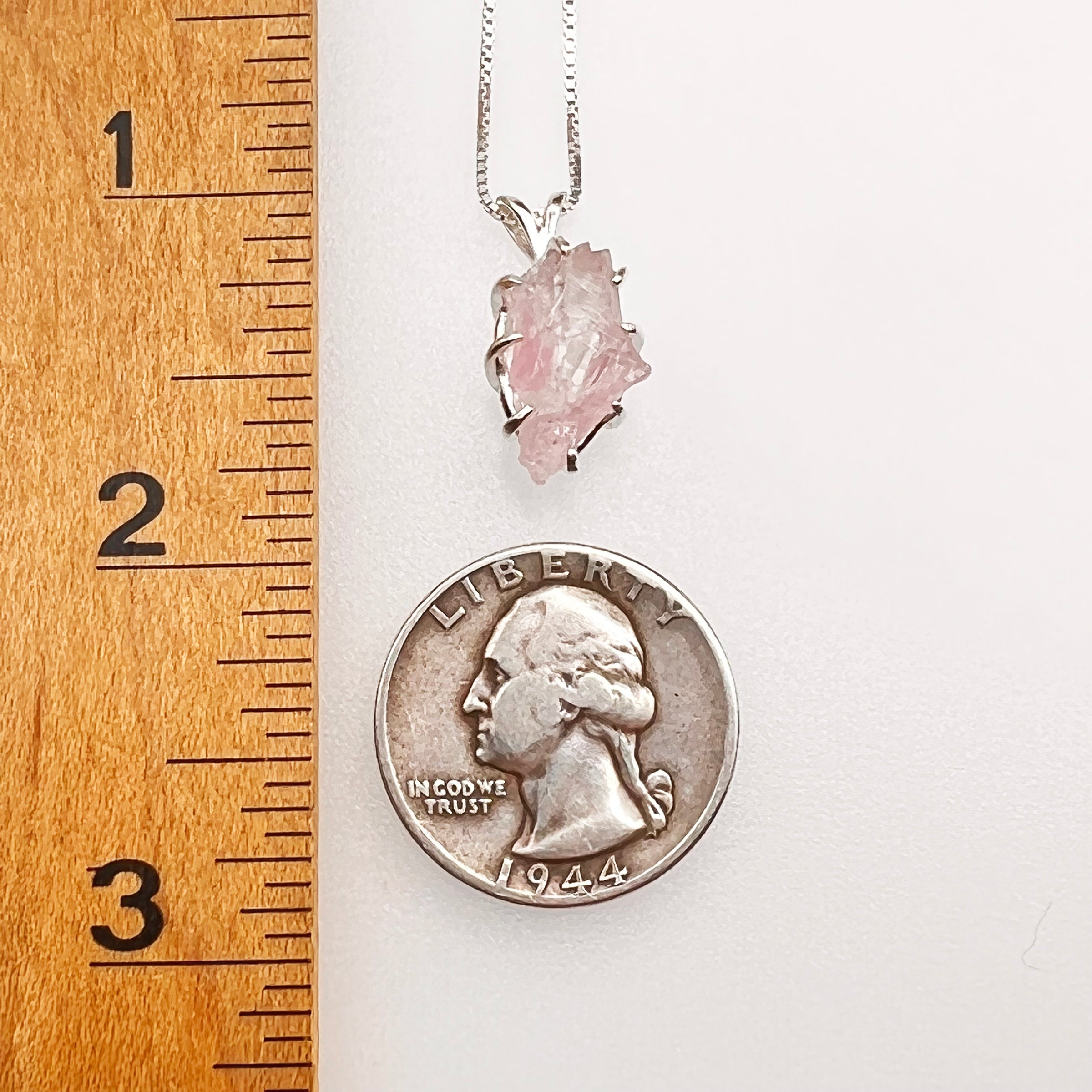 Crystallized Rose Quartz Necklace Sterling Silver #58