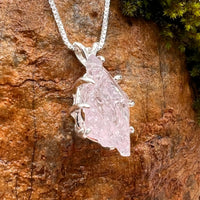 Crystallized Rose Quartz Necklace Sterling Silver #59