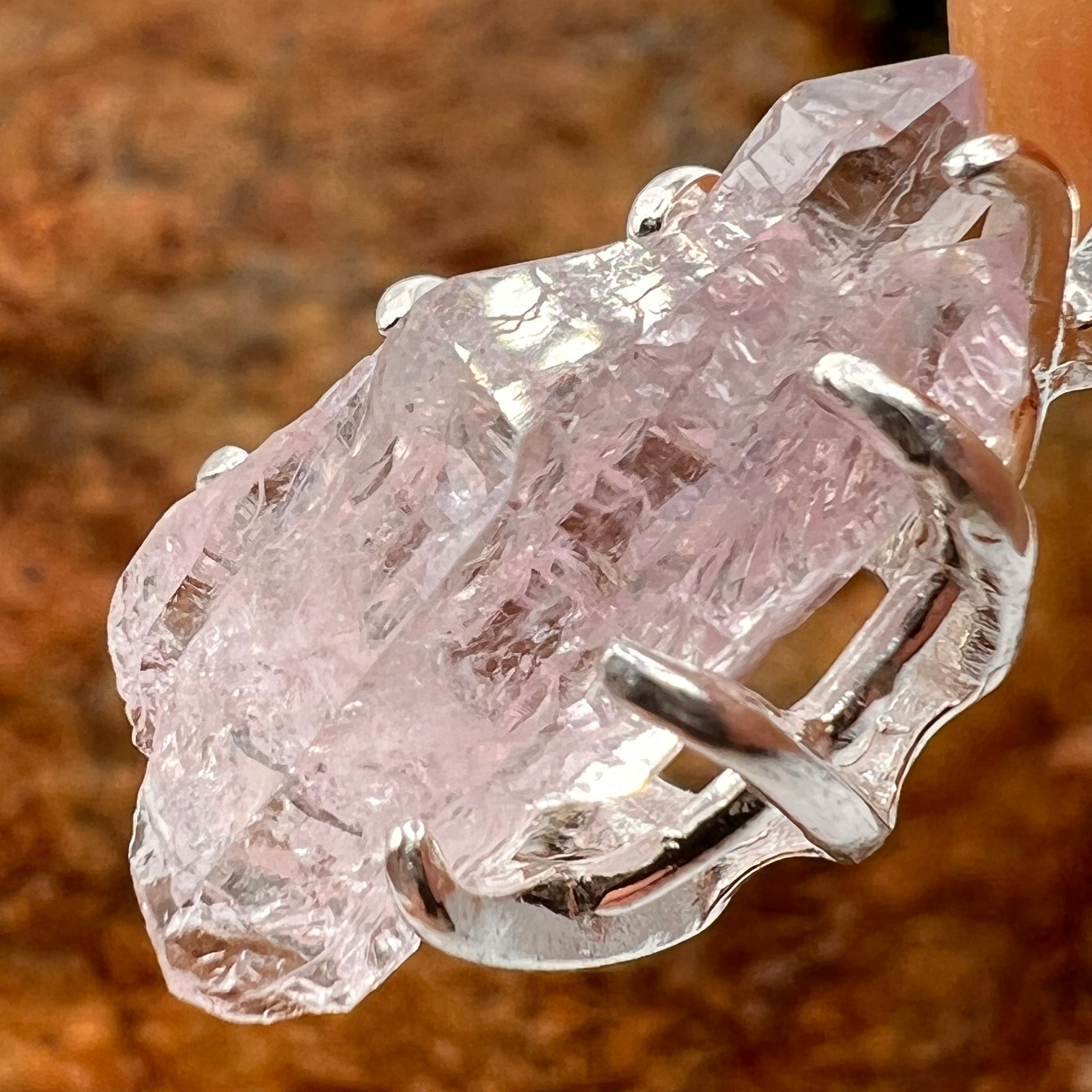 Crystallized Rose Quartz Necklace Sterling Silver #59