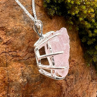 Crystallized Rose Quartz Necklace Sterling Silver #60