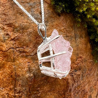 Crystallized Rose Quartz Necklace Sterling Silver #63