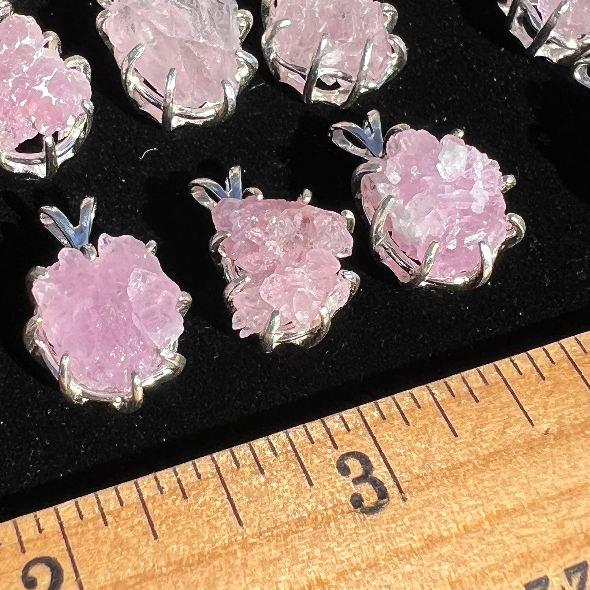 Crystallized Rose Quartz Pendant Sterling Silver Choice