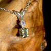 Tiny Faceted Moldavite Tanzanite Necklace Sterling Silver