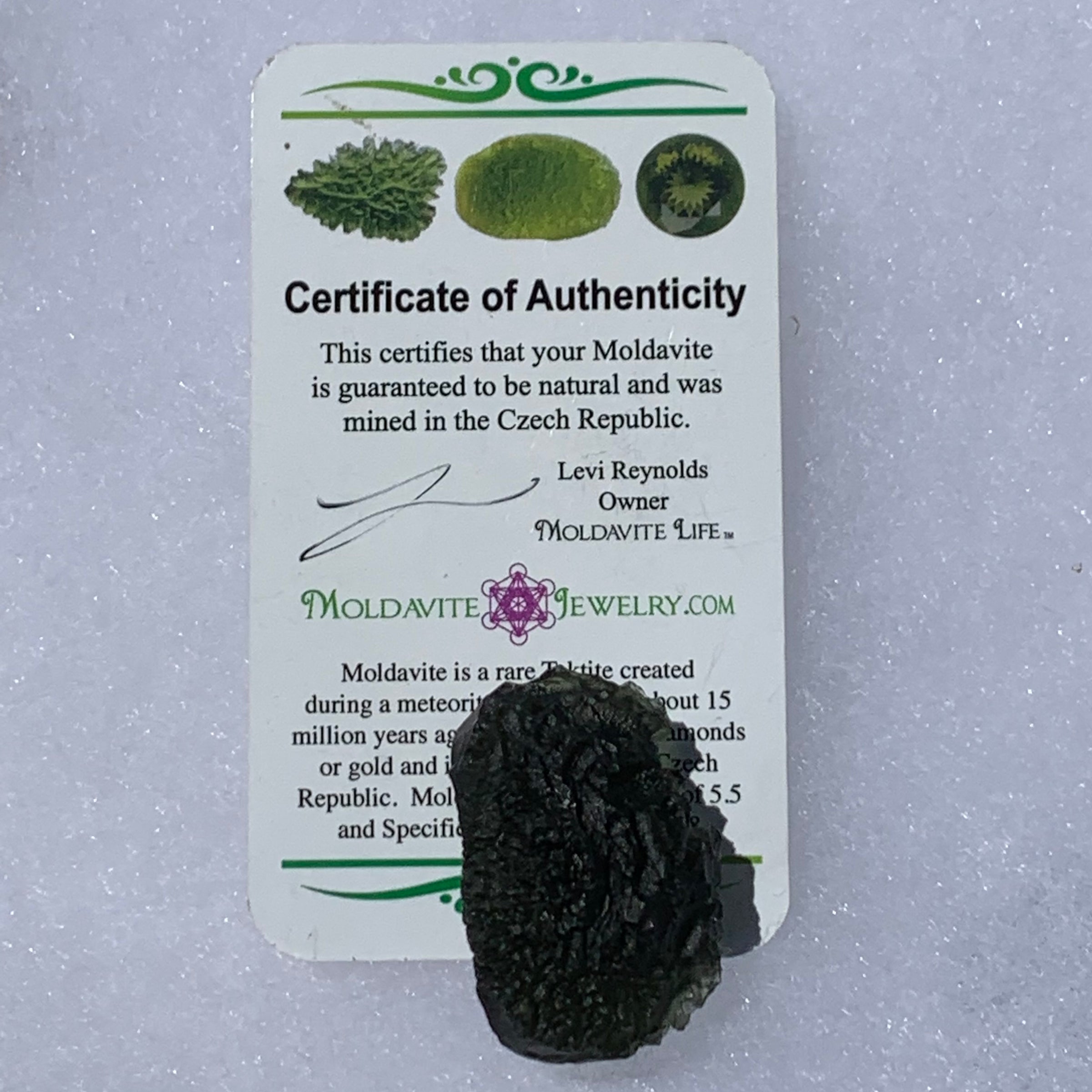 Moldavite Genuine Certified Czech Republic 15.3 grams-Moldavite Life