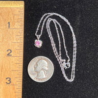 Pink Sapphire Rose Necklace Small Sterling Silver