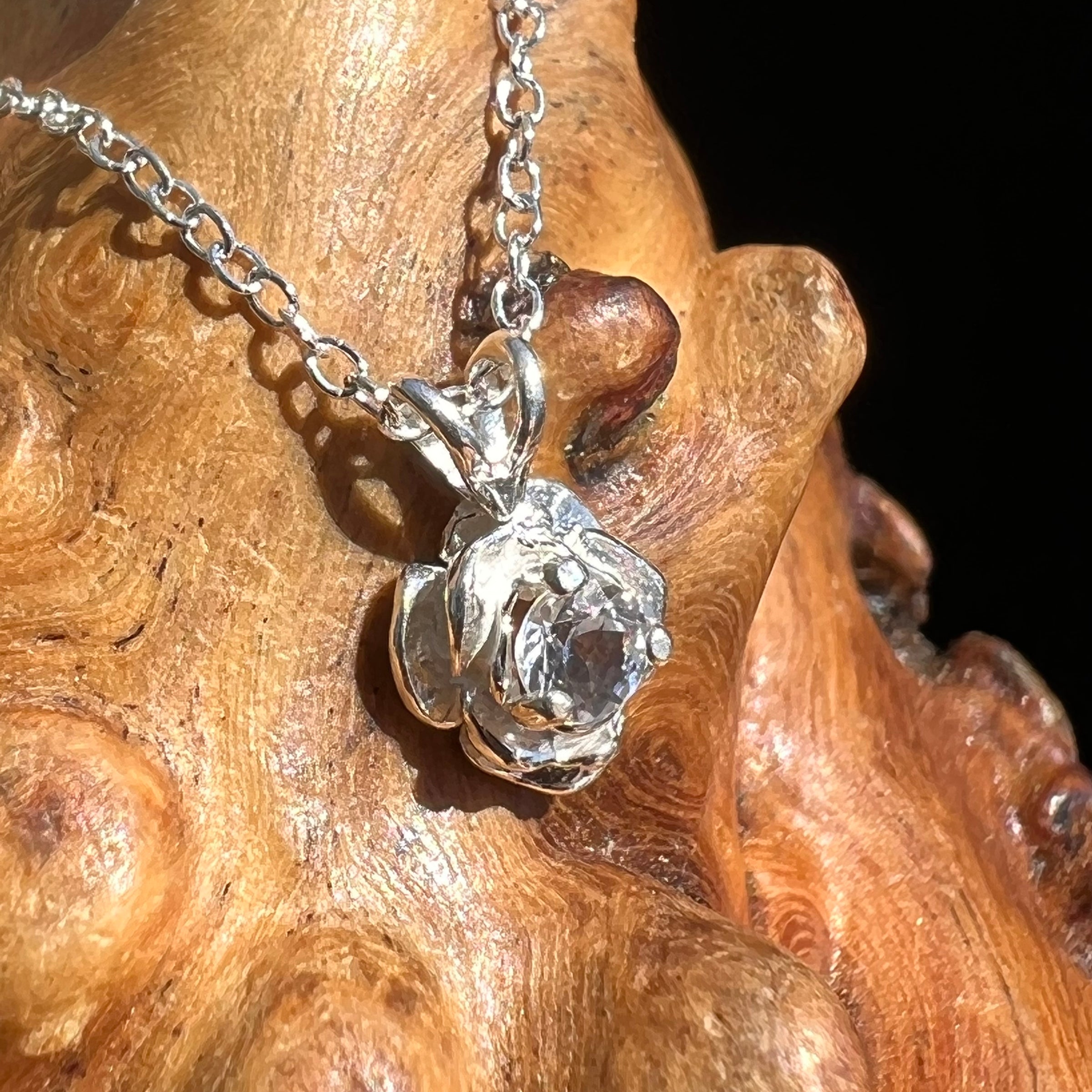 Danburite Rose Necklace Small Sterling Silver