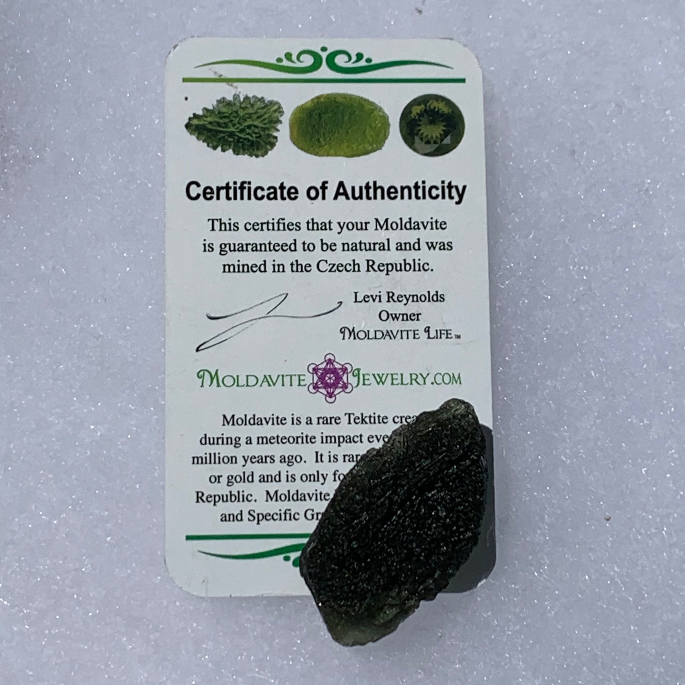 Moldavite Genuine Certified Czech Republic 12.5 grams-Moldavite Life