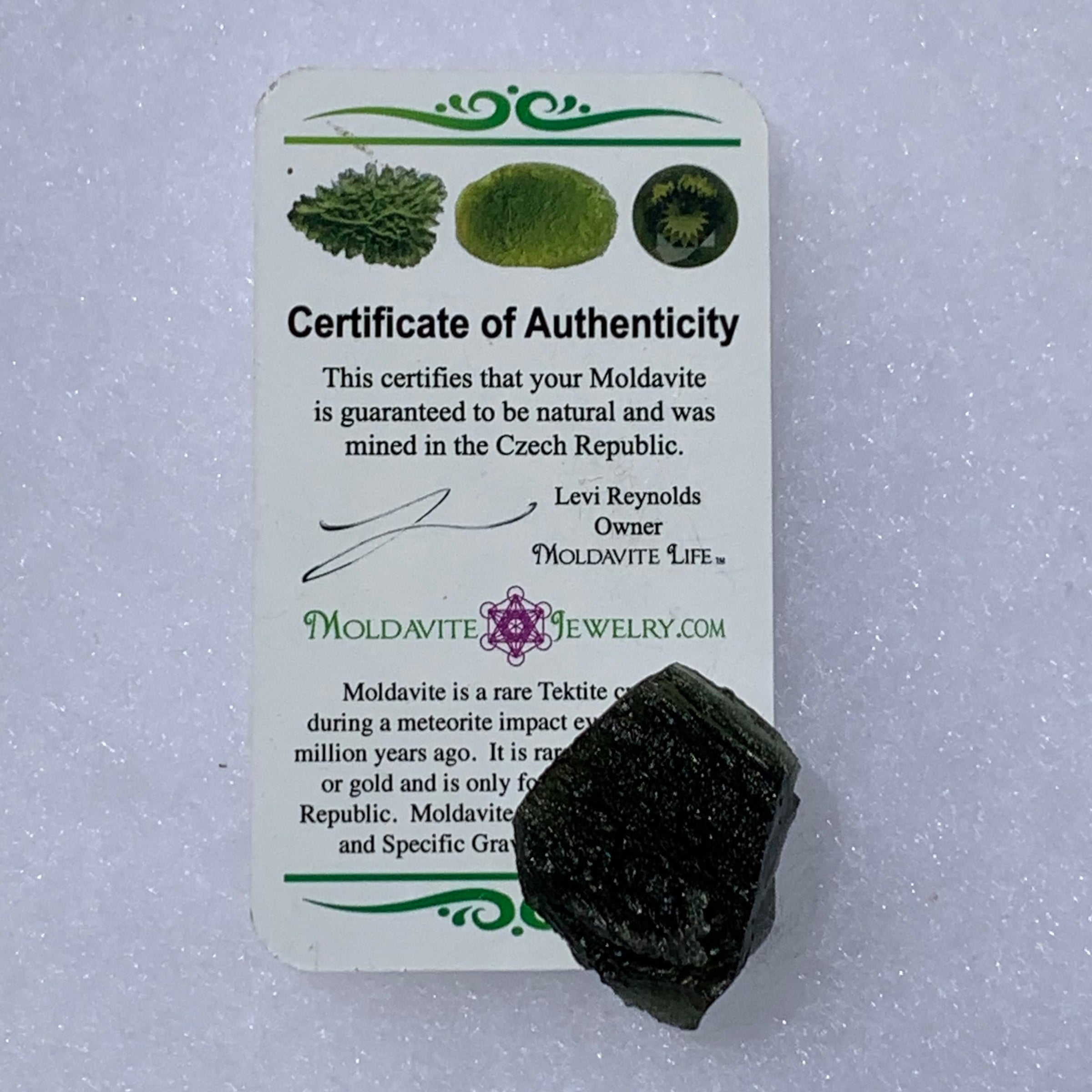 Moldavite Genuine Certified Czech Republic 12.2 grams-Moldavite Life