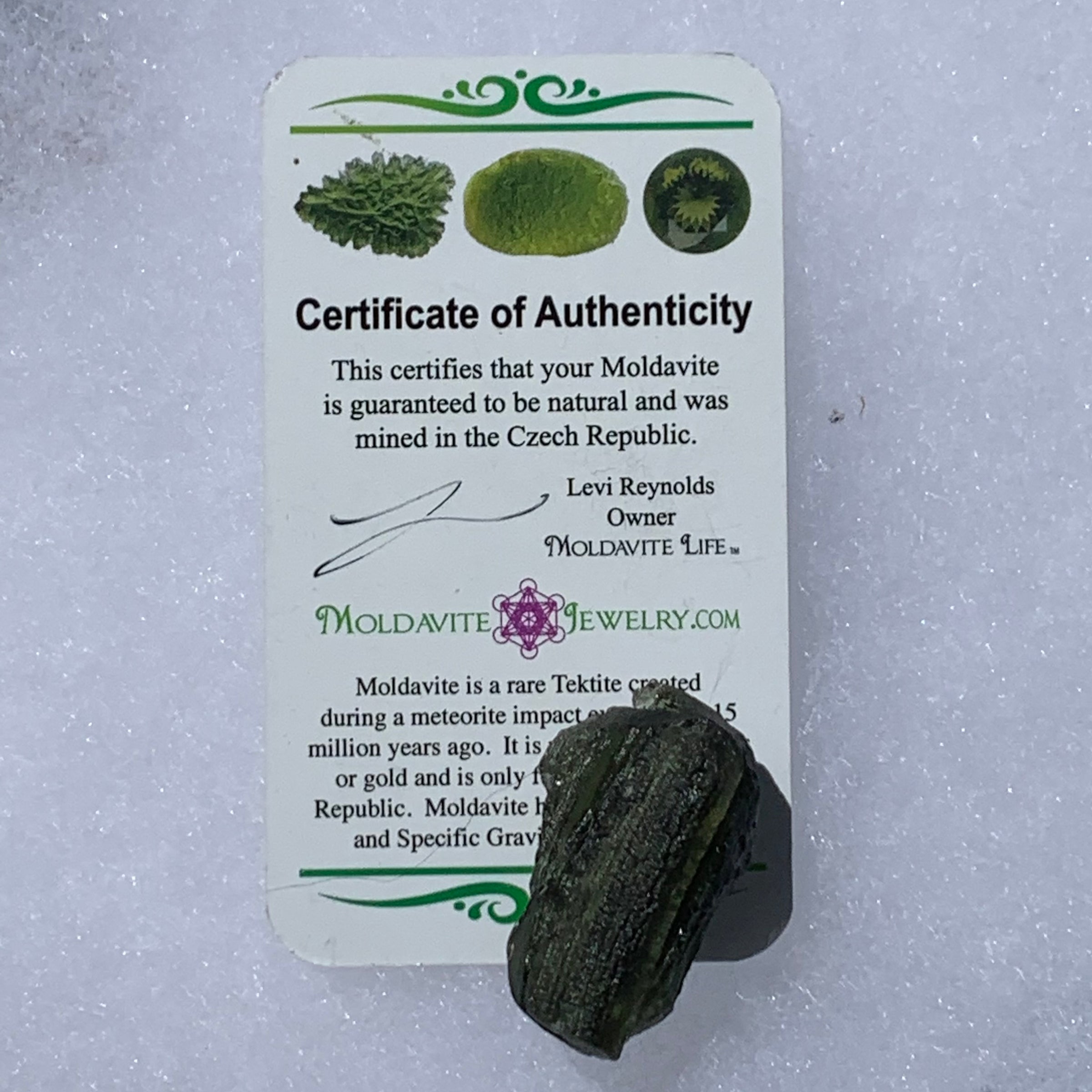 Moldavite Genuine Certified Czech Republic 12.5 grams-Moldavite Life