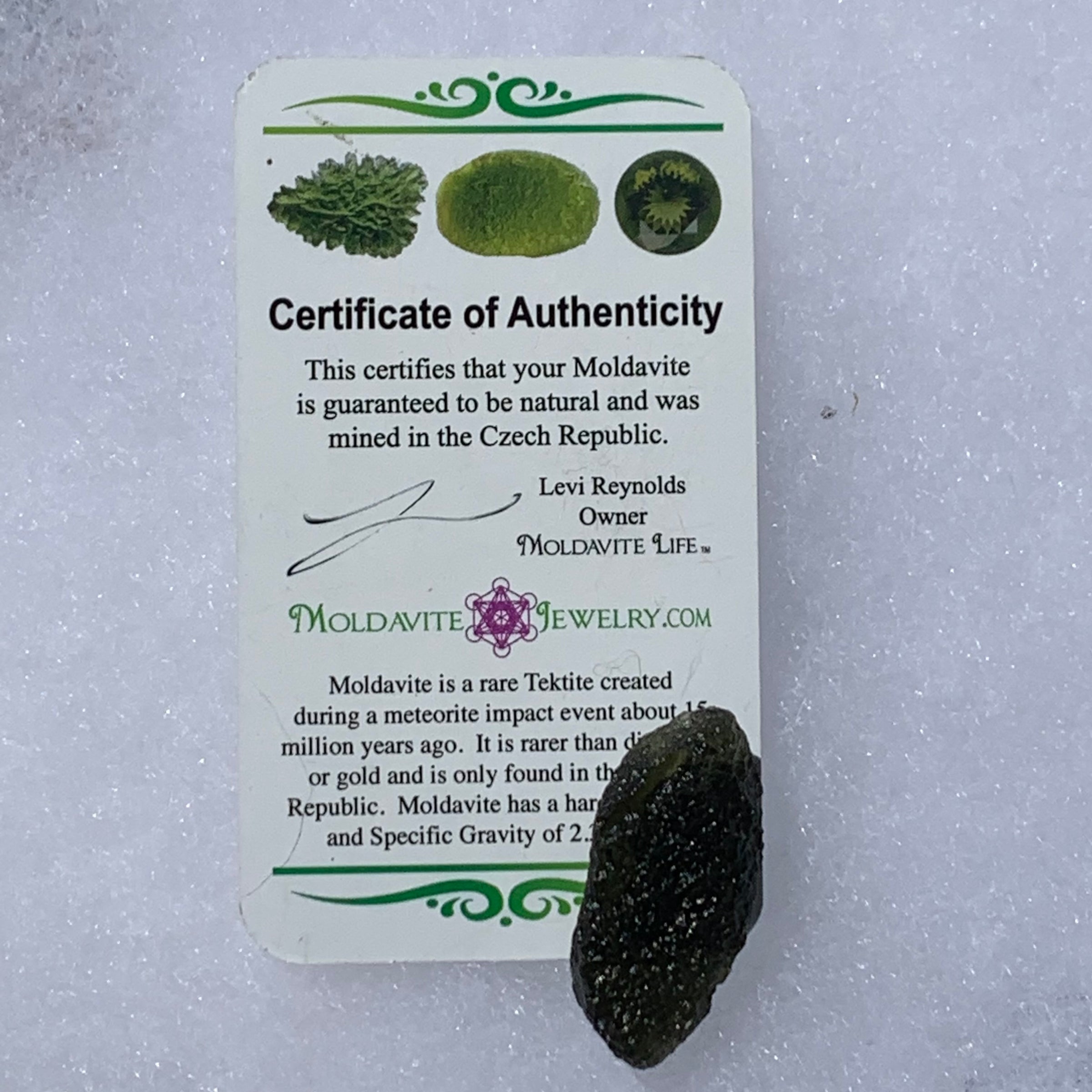 Moldavite Genuine Certified Czech Republic 7.4 grams-Moldavite Life