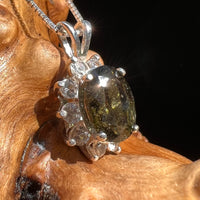 Faceted Moldavite & Danburite Pendant Necklace Sterling #3570