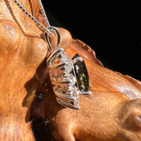 Faceted Moldavite & Danburite Pendant Necklace Sterling #3570