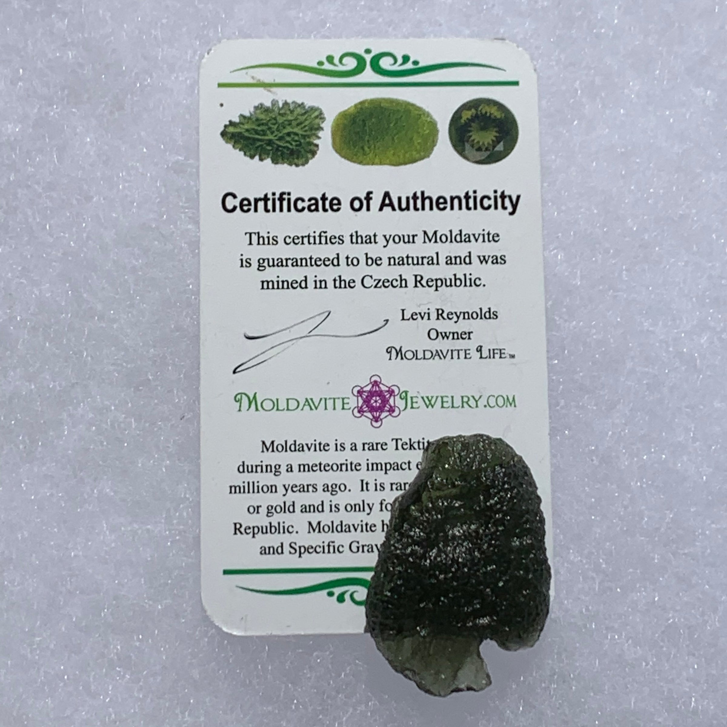 Moldavite Genuine Certified Czech Republic 8.3 grams-Moldavite Life