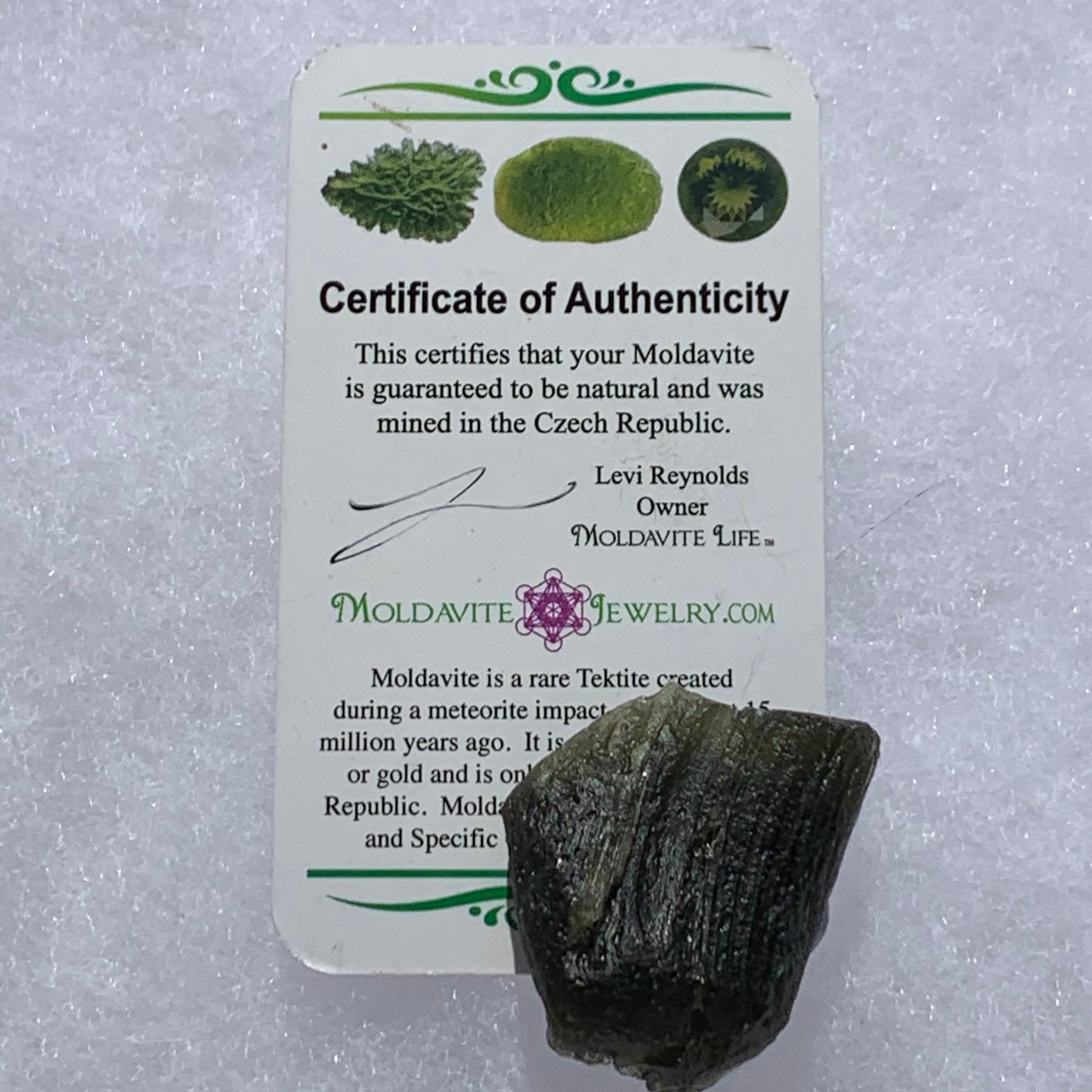 Moldavite Genuine Certified Czech Republic 14.9 grams-Moldavite Life