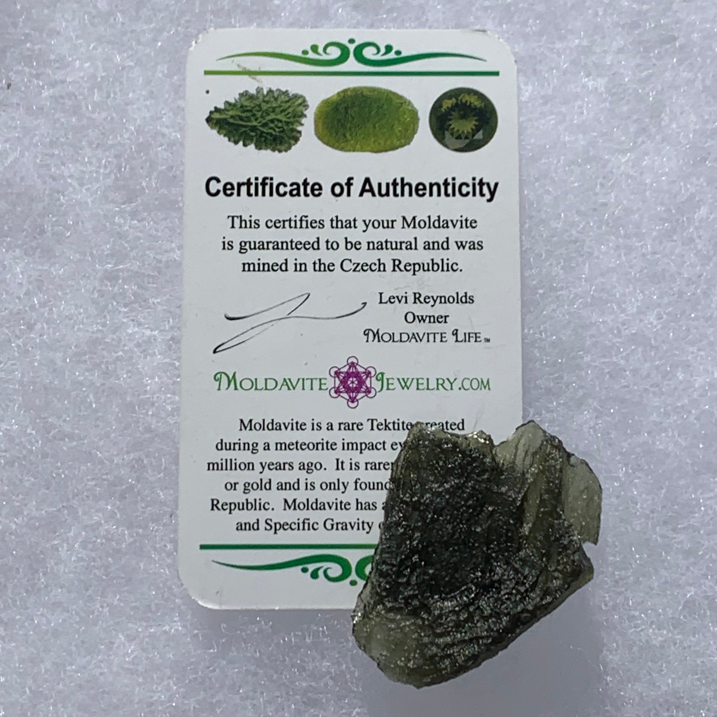 Moldavite Genuine Certified Czech Republic 8.7 grams-Moldavite Life