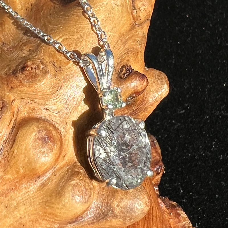 Black Tourmaline Quartz Moldavite Necklace Sterling-Moldavite Life