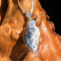 Raw Benitoite & Moldavite Necklace Sterling #2594