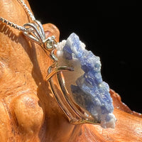 Raw Benitoite & Moldavite Necklace Sterling #2594