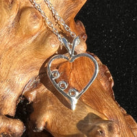 Moldavite Heart Necklace Triple Sterling Silver-Moldavite Life